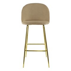 Tabouret velours GRETA structure dorée avec dossier et repose-pieds