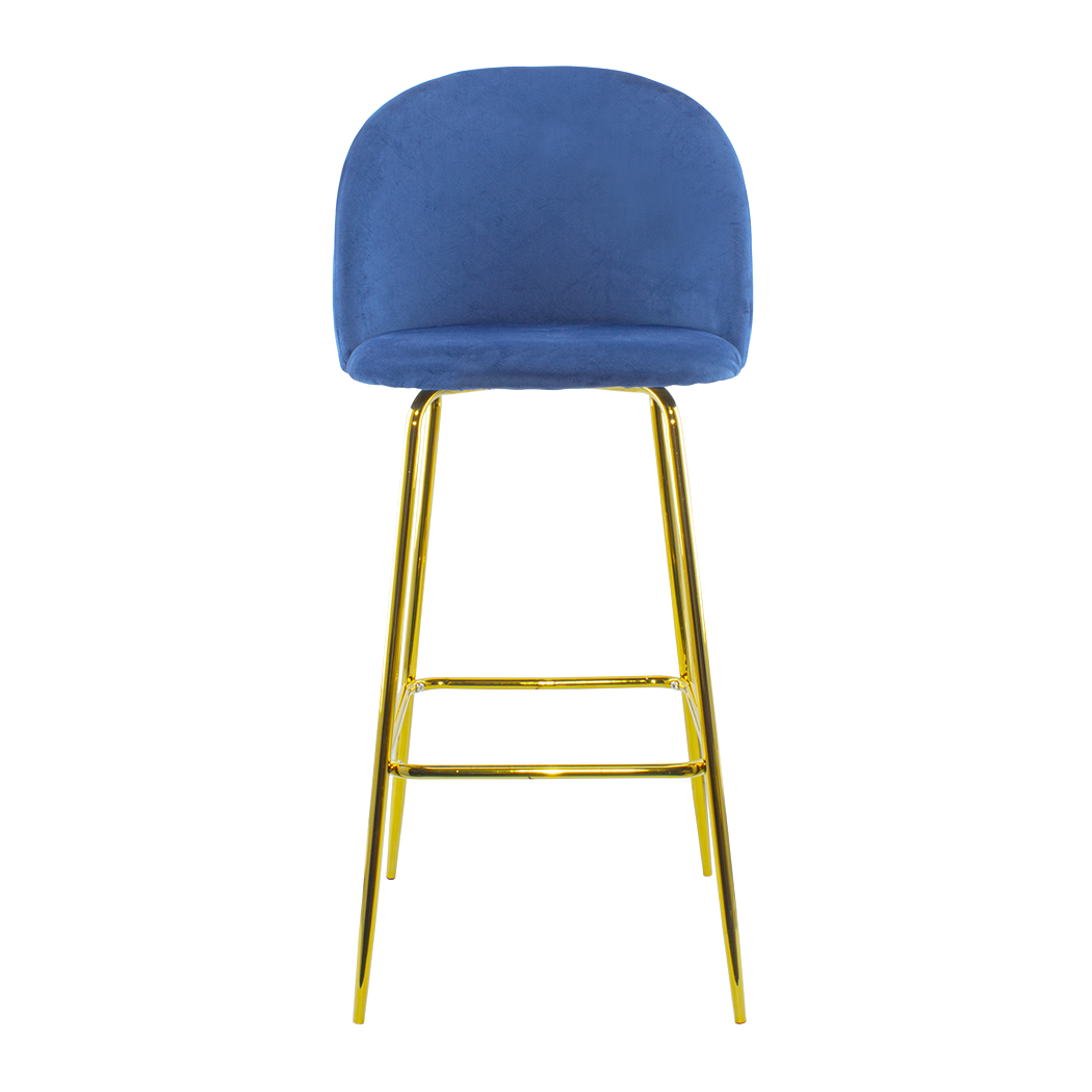 Tabouret velours GRETA structure dorée avec dossier et repose-pieds