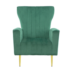 Fauteuil en velours DORIAN dossier haut capitonné pieds dorés 98HX70X70cm