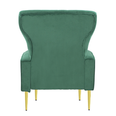 Fauteuil en velours DORIAN dossier haut capitonné pieds dorés 98HX70X70cm