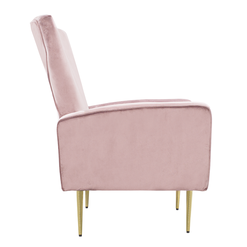 Fauteuil en velours DORIAN dossier haut capitonné pieds dorés 98HX70X70cm