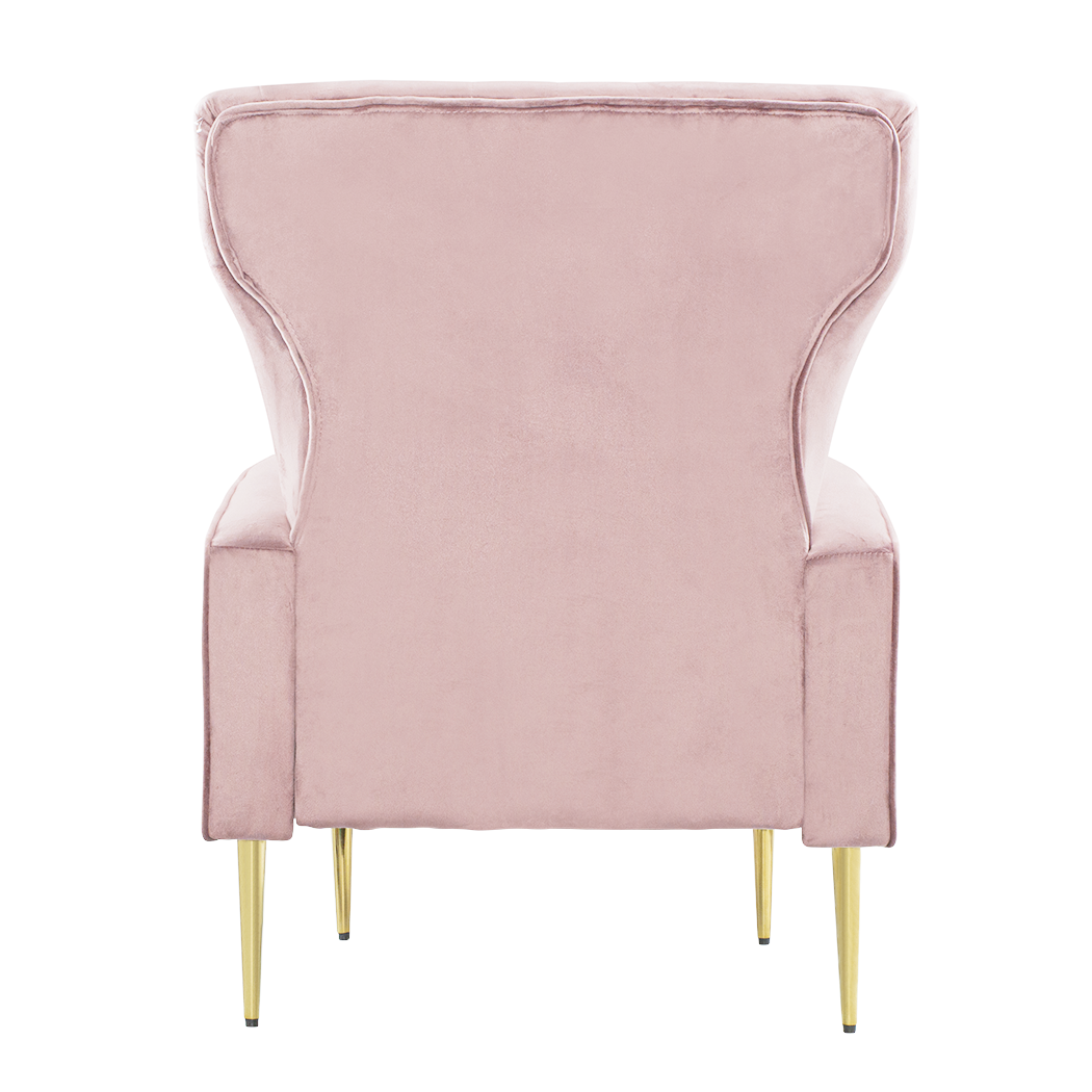 Fauteuil en velours DORIAN dossier haut capitonné pieds dorés 98HX70X70cm