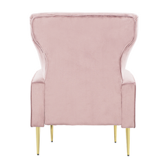 Fauteuil en velours DORIAN dossier haut capitonné pieds dorés 98HX70X70cm