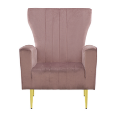 Fauteuil en velours DORIAN dossier haut capitonné pieds dorés 98HX70X70cm