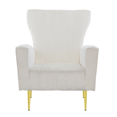 Fauteuil en velours DORIAN dossier haut capitonné pieds dorés 98HX70X70cm
