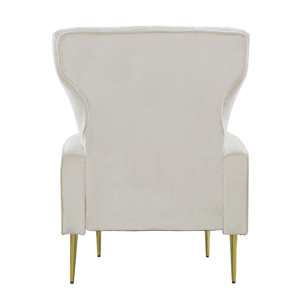 Fauteuil en velours DORIAN dossier haut capitonné pieds dorés 98HX70X70cm