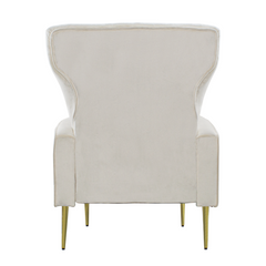 Fauteuil en velours DORIAN dossier haut capitonné pieds dorés 98HX70X70cm