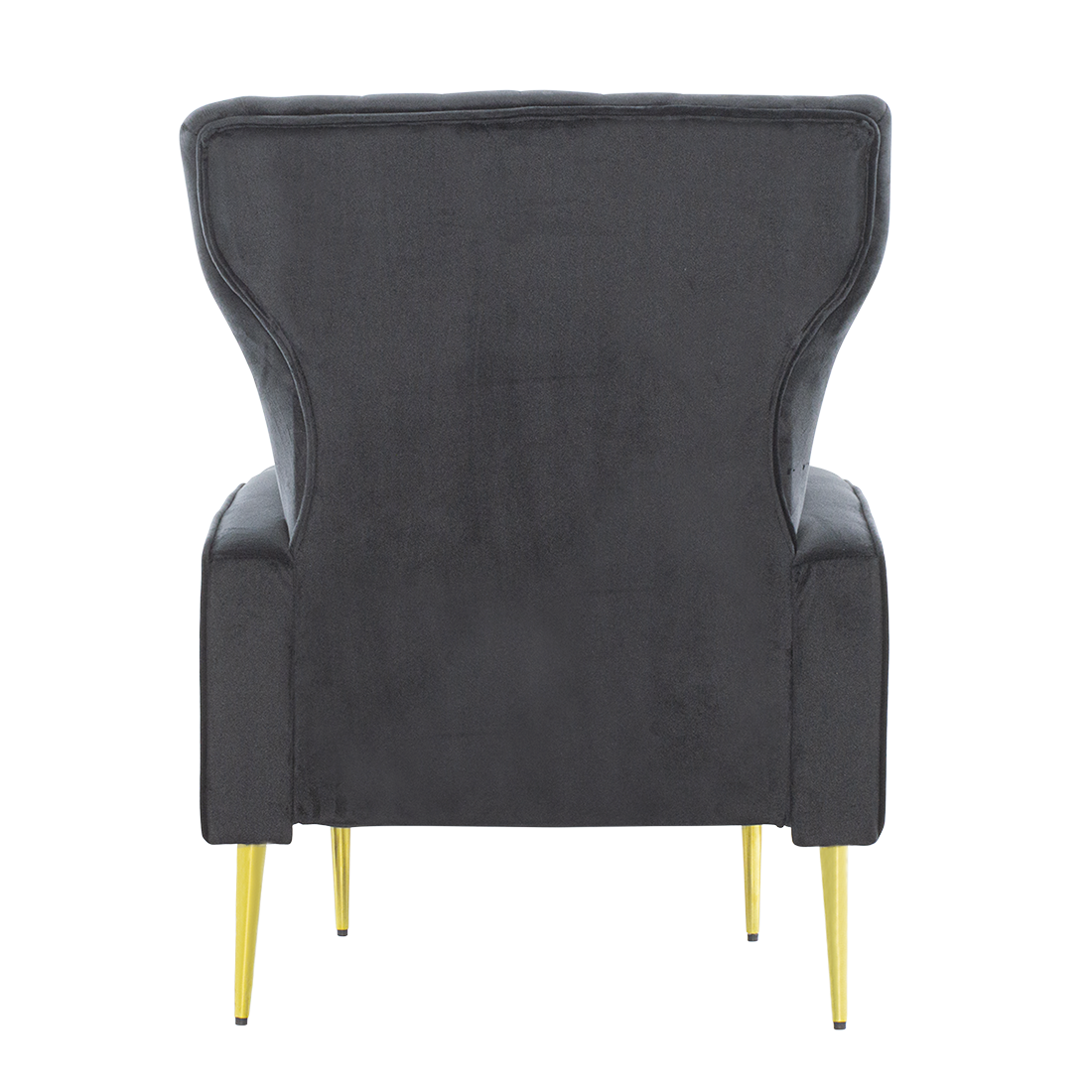 Fauteuil en velours DORIAN dossier haut capitonné pieds dorés 98HX70X70cm
