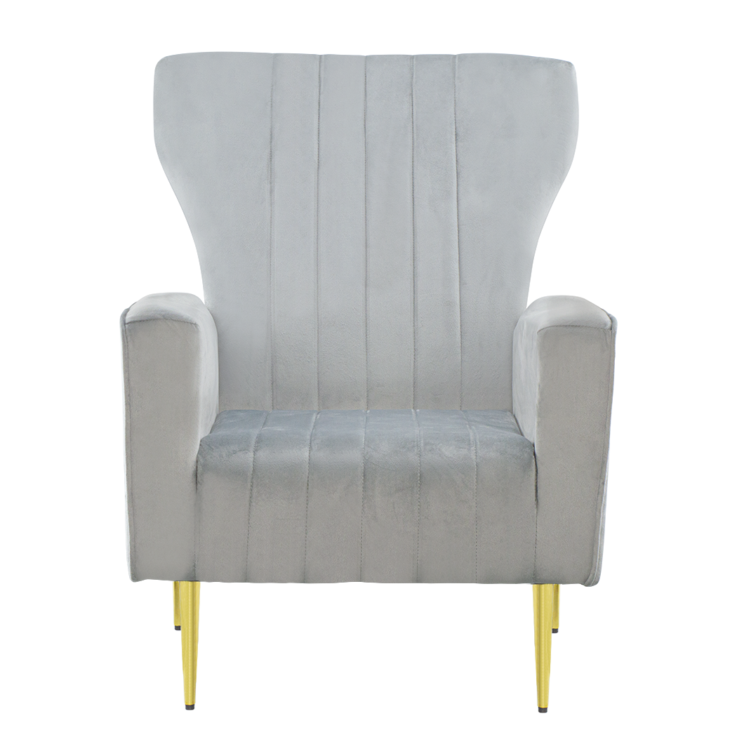 Fauteuil en velours DORIAN dossier haut capitonné pieds dorés 98HX70X70cm