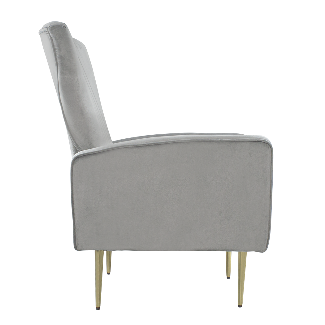 Fauteuil en velours DORIAN dossier haut capitonné pieds dorés 98HX70X70cm