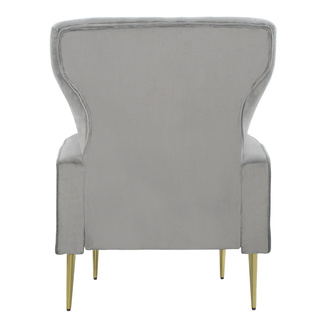 Fauteuil en velours DORIAN dossier haut capitonné pieds dorés 98HX70X70cm