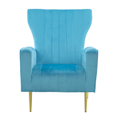 Fauteuil en velours DORIAN dossier haut capitonné pieds dorés 98HX70X70cm