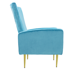 Fauteuil en velours DORIAN dossier haut capitonné pieds dorés 98HX70X70cm