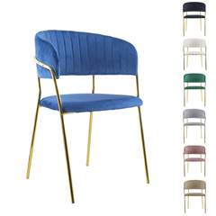 Chaise salle à manger ronde en velours pour salon design DAFNE structure dorée
