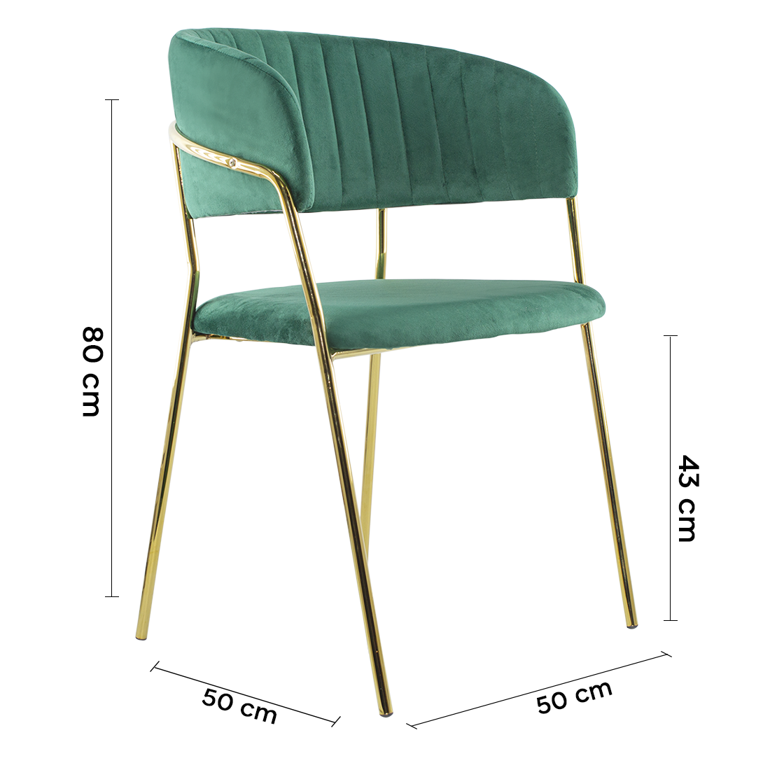 Chaise salle à manger ronde en velours pour salon design DAFNE structure dorée