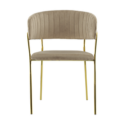 Chaise salle à manger ronde en velours pour salon design DAFNE structure dorée