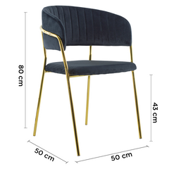 Chaise salle à manger ronde en velours pour salon design DAFNE structure dorée