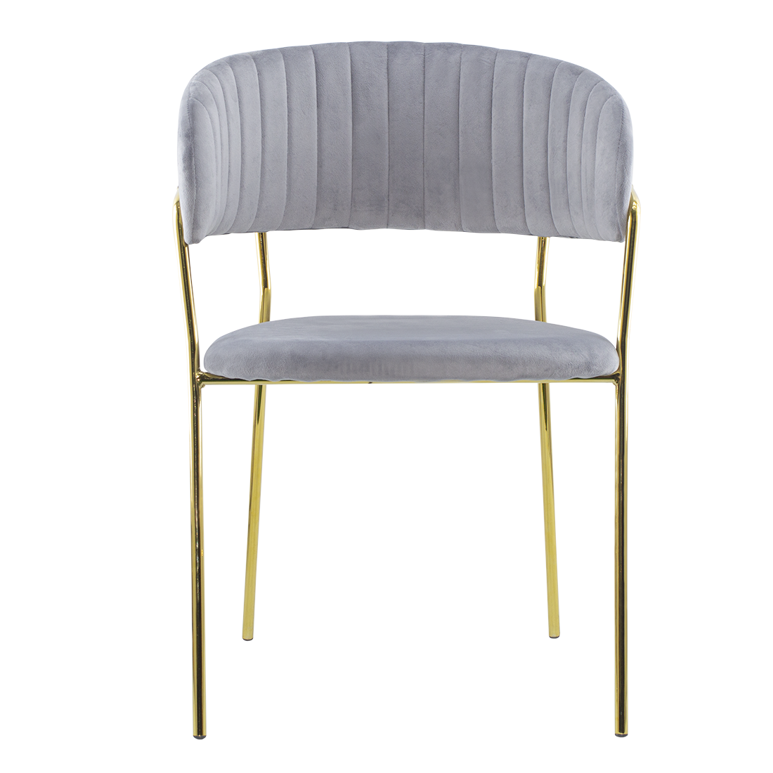 Chaise salle à manger ronde en velours pour salon design DAFNE structure dorée