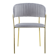 Chaise salle à manger ronde en velours pour salon design DAFNE structure dorée