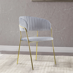 Chaise salle à manger ronde en velours pour salon design DAFNE structure dorée