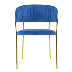 Chaise salle à manger ronde en velours pour salon design DAFNE structure dorée