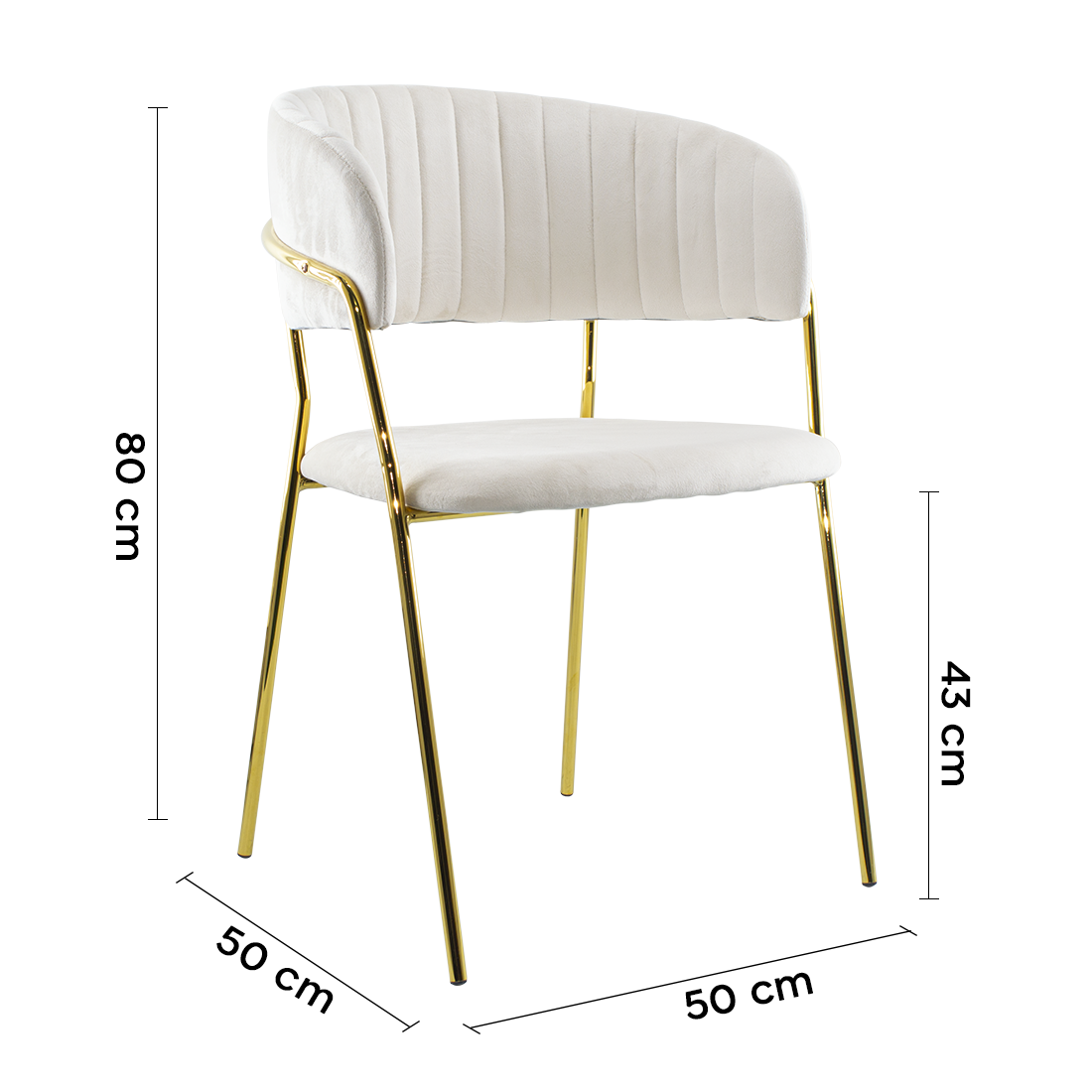 Chaise salle à manger ronde en velours pour salon design DAFNE structure dorée