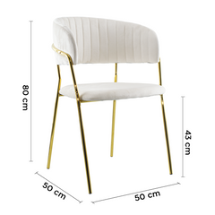 Chaise salle à manger ronde en velours pour salon design DAFNE structure dorée