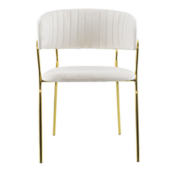 Chaise salle à manger ronde en velours pour salon design DAFNE structure dorée