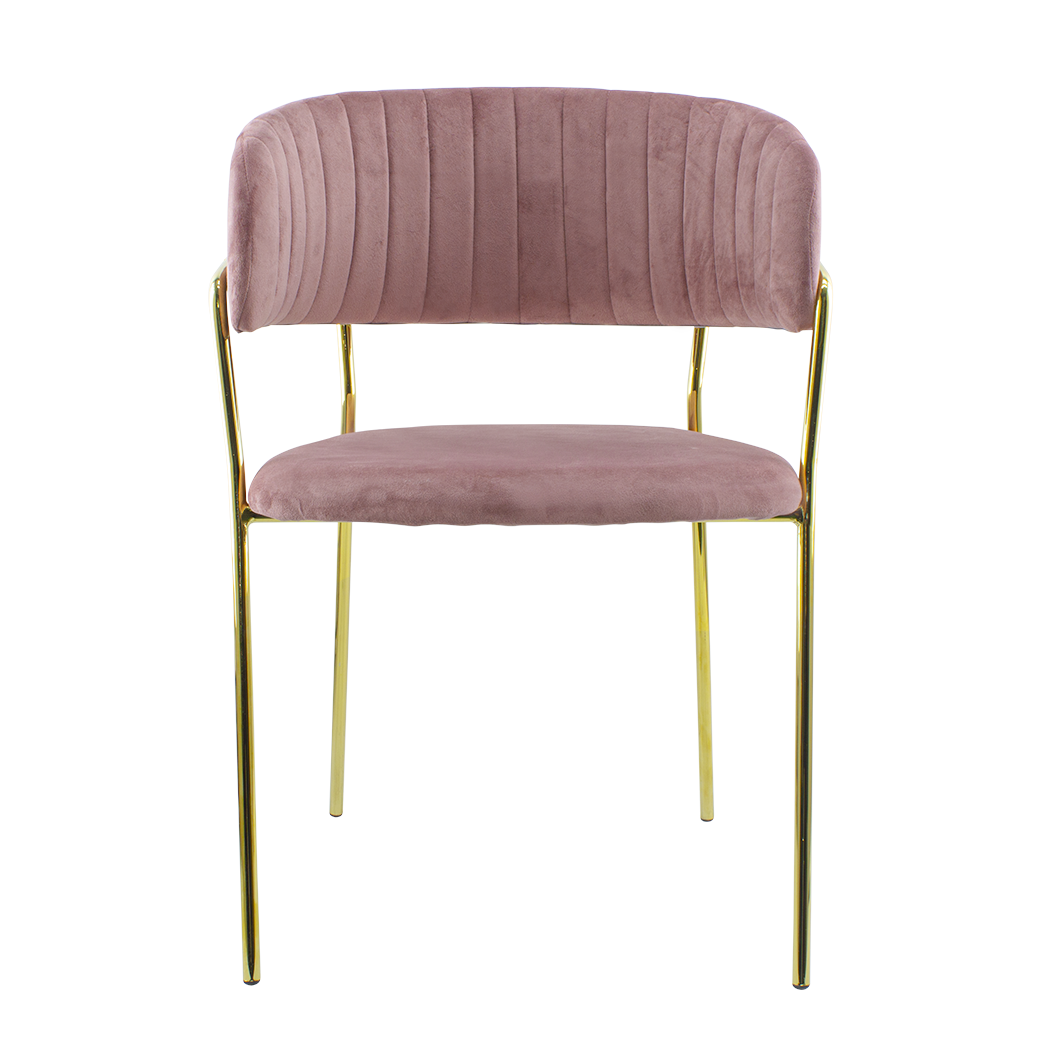 Chaise salle à manger ronde en velours pour salon design DAFNE structure dorée