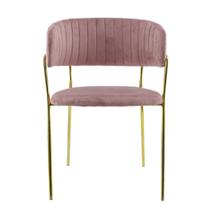 Chaise salle à manger ronde en velours pour salon design DAFNE structure dorée