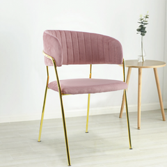 Chaise salle à manger ronde en velours pour salon design DAFNE structure dorée