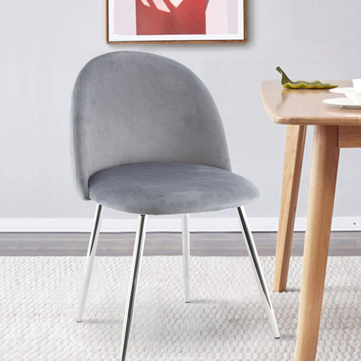 Fauteuil lounge SHELBY 50x45x80H cm fauteuil vintage velours et pieds argent