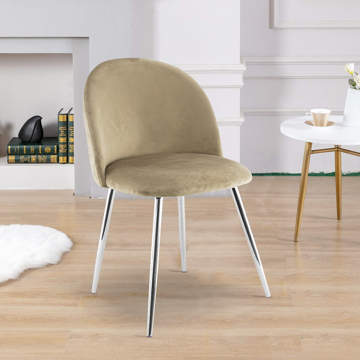 Fauteuil lounge SHELBY 50x45x80H cm fauteuil vintage velours et pieds argent