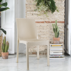 Lot de 2 chaises de jardin d'extérieur design JANET en rotin résine empilable