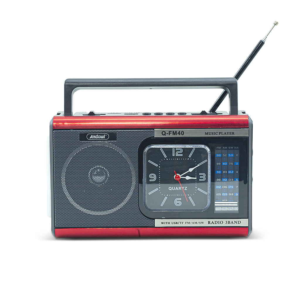Q-FM40 Vintage FM Radio Haut-parleur Bluetooth MP3 Lampe poche portable horloge
