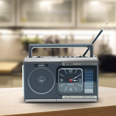 Q-FM40 Vintage FM Radio Haut-parleur Bluetooth MP3 Lampe poche portable horloge