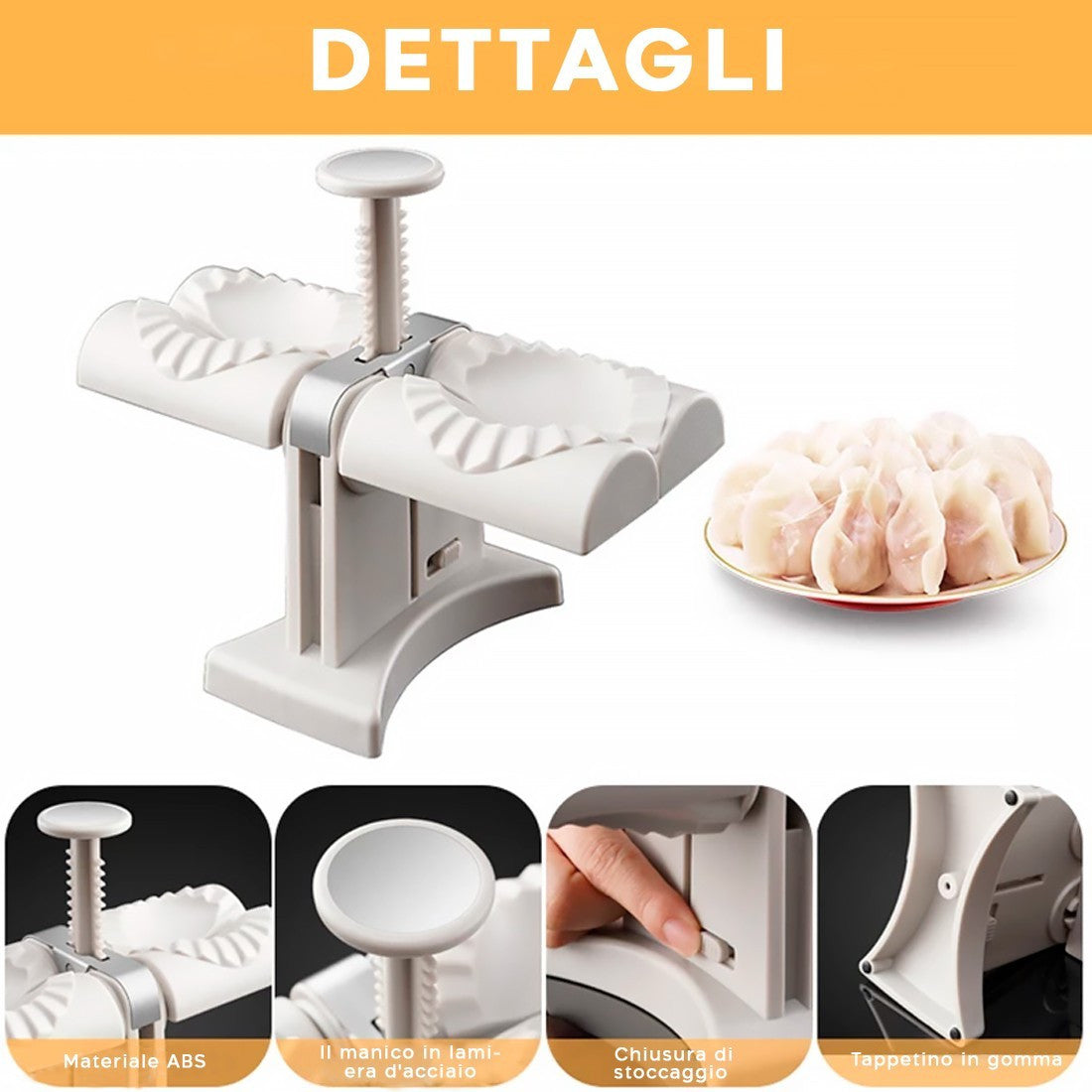 Machine à usage domestique de moule de boulettes de ravioli à double extrémité