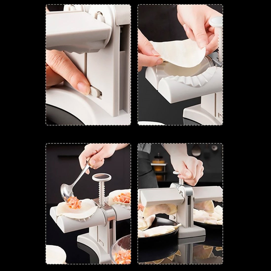 Machine à usage domestique de moule de boulettes de ravioli à double extrémité