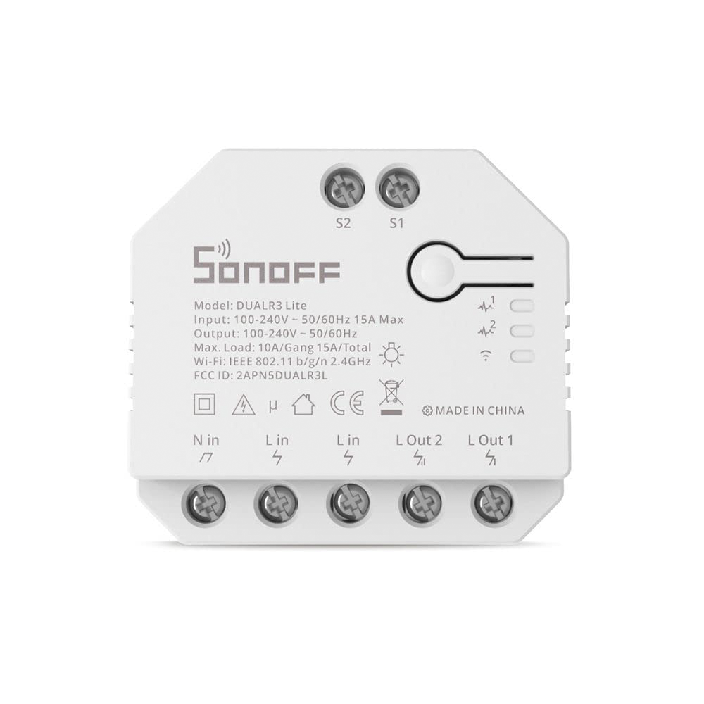 Lumière programmable Sonoff Dual R3 Lite Smart Switch avec deux réseaux