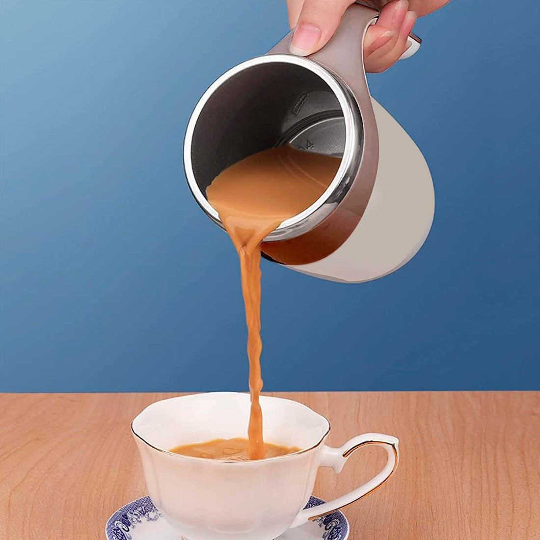 Tasse café à mélange automatique réutilisable en acier inoxydable avec agitation