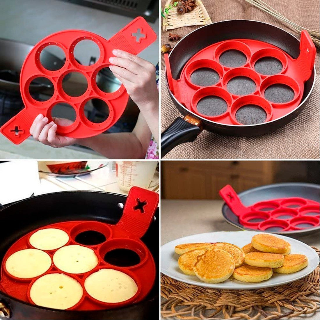 Moule en silicone à crêpes pliable antiadhésif sans BPA pour poêle et four