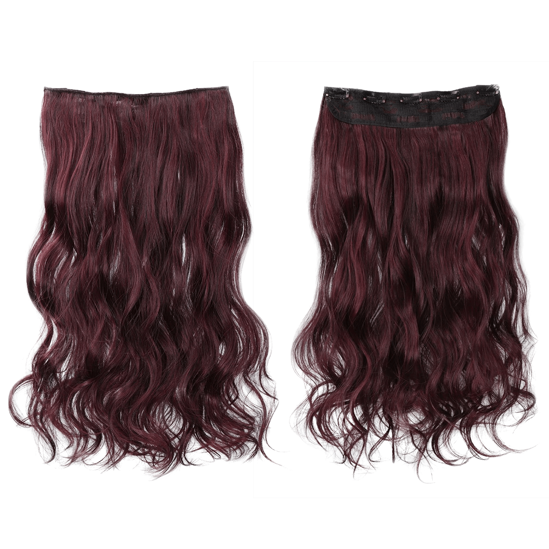 Extension 4 Clips rouge acajou ondulé long 50 cm Ruban Synthétique Faux Cheveux