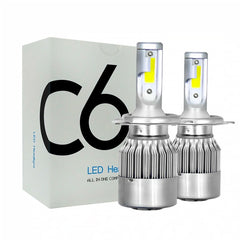 Paire d'ampoules LED H4 C6 pour phares de voiture moto 3800LM 36W lum. blanche