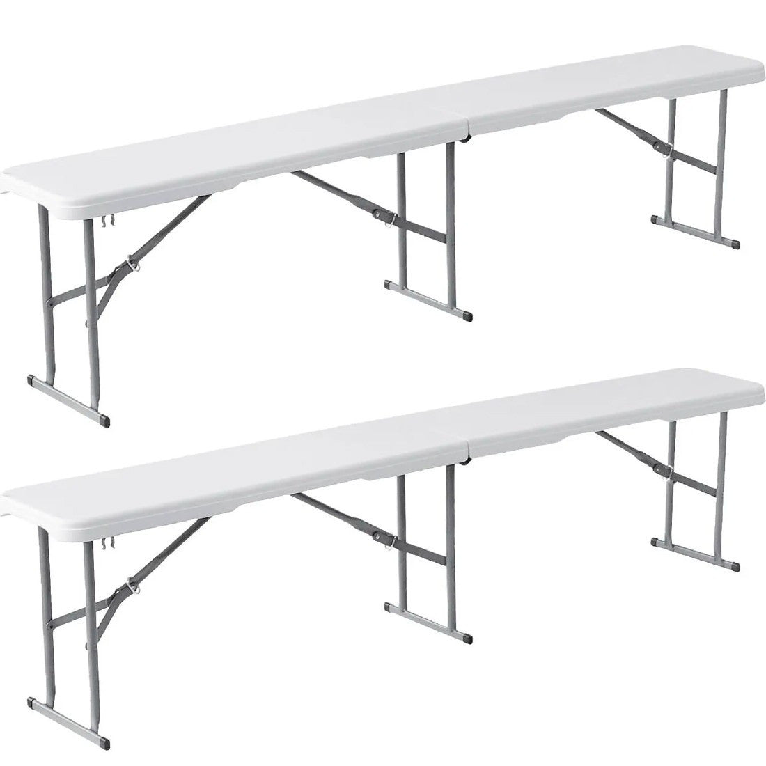 Pack de 2 bancs pliants en plastique blanc pour pique-nique et camping