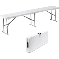 Pack de 2 bancs pliants en plastique blanc pour pique-nique et camping