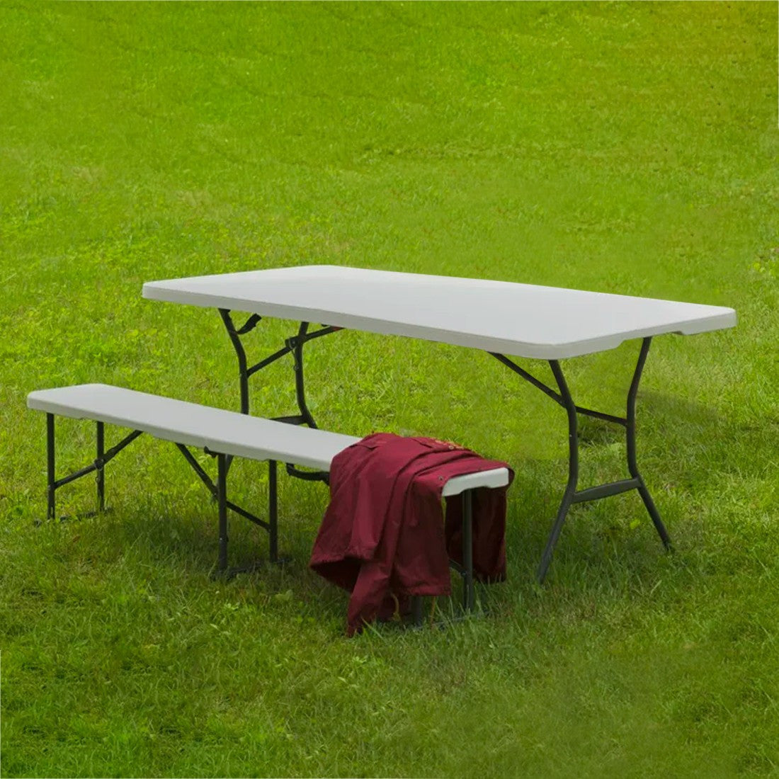 Pack de 2 bancs pliants en plastique blanc pour pique-nique et camping