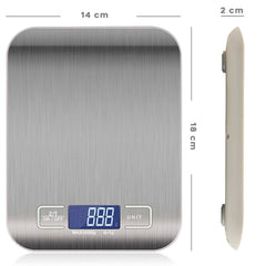 Balance Cuisine Electronique Alimentaire Affichage LCD Numérique 5Kg Acier inox.