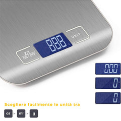 Balance Cuisine Electronique Alimentaire Affichage LCD Numérique 5Kg Acier inox.