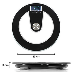 Pèse-personne électronique digital en verre trempé 180Kg rond Noir