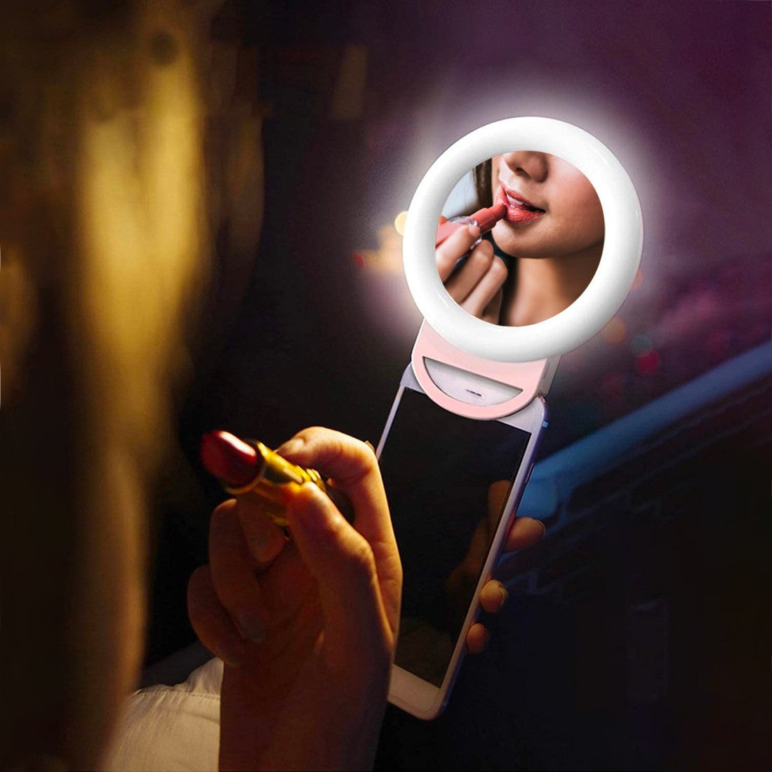 Selfie Ring Light Smartphone avec Pince Flash LED RGB Portable Ring Light